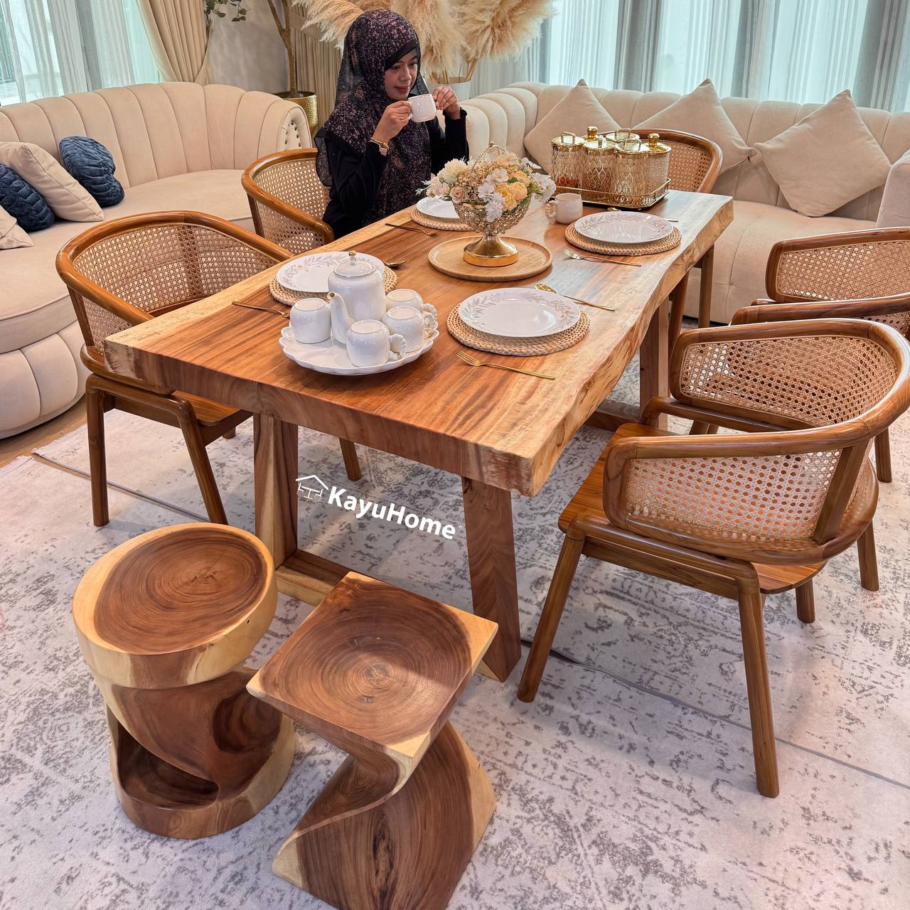 Set Dining Table Solid Suar Wood — official KayuHome catalogue image