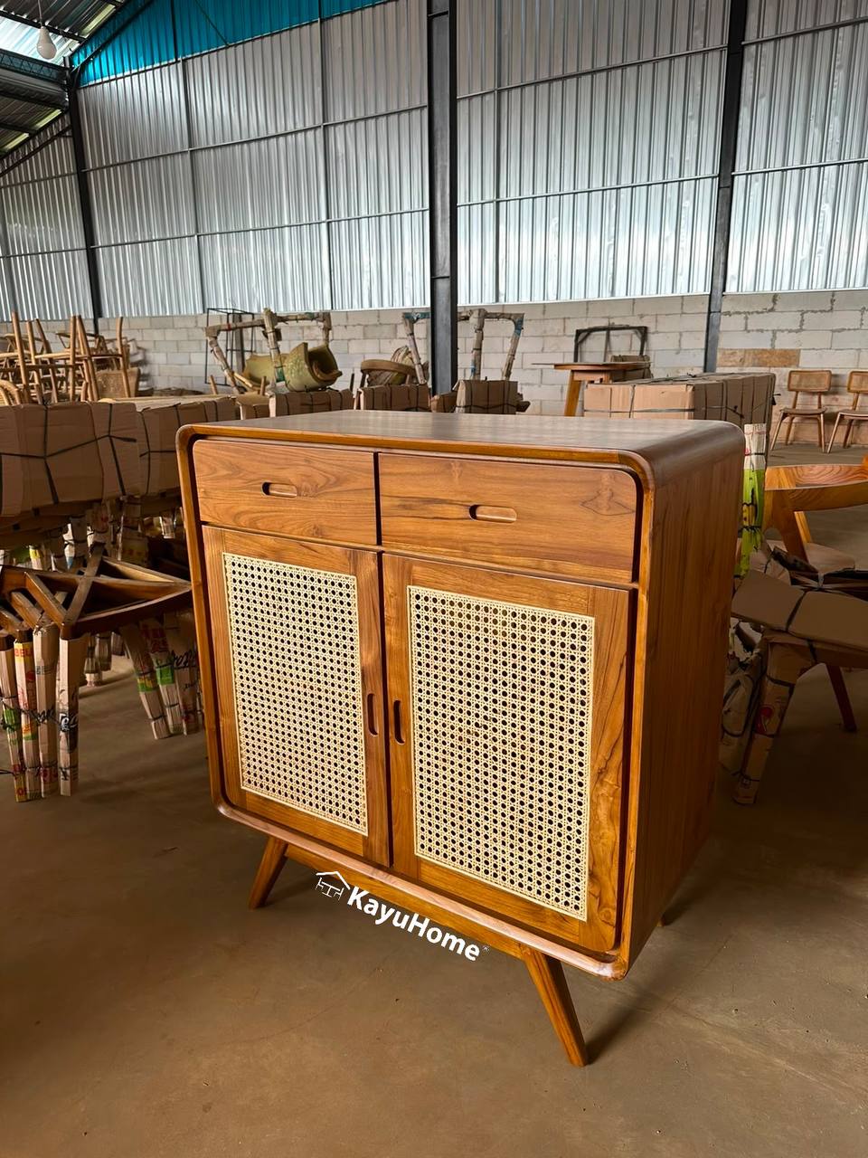 Cabinet Console Teak Cane Rattan — official KayuHome catalogue image