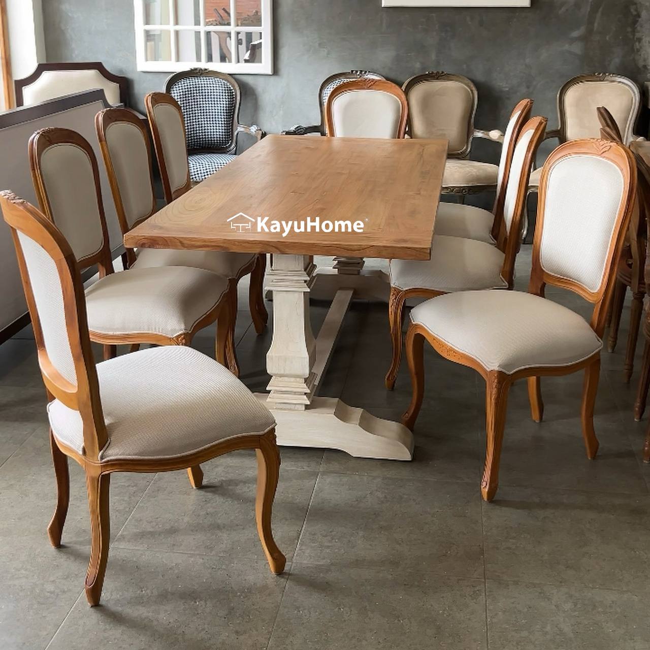 Set Dining Table Solid Mahogany With Rustic Design (Type 1) view 2