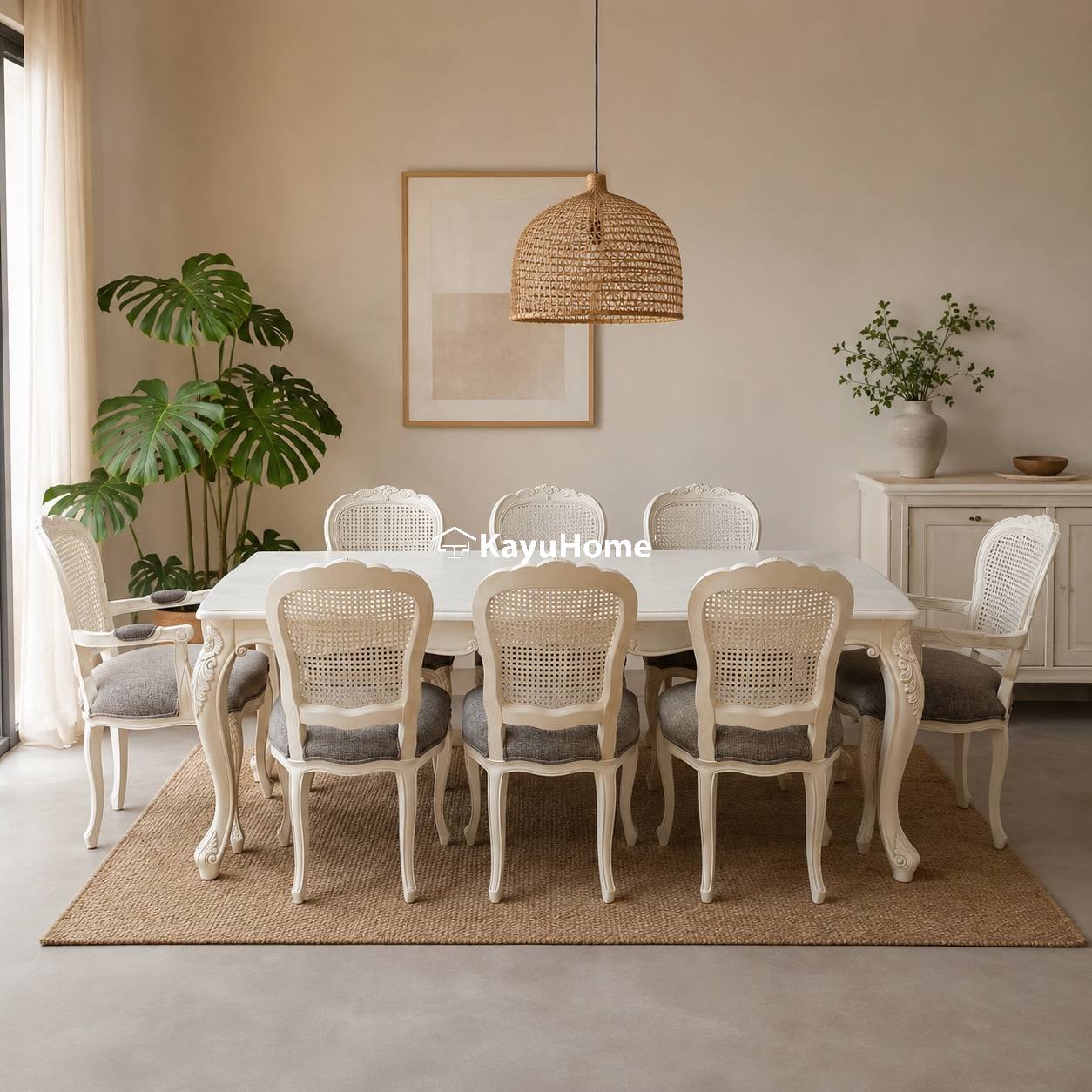 Set Dining Table Solid Mahogany With Rustic Design (Type 1) view 4