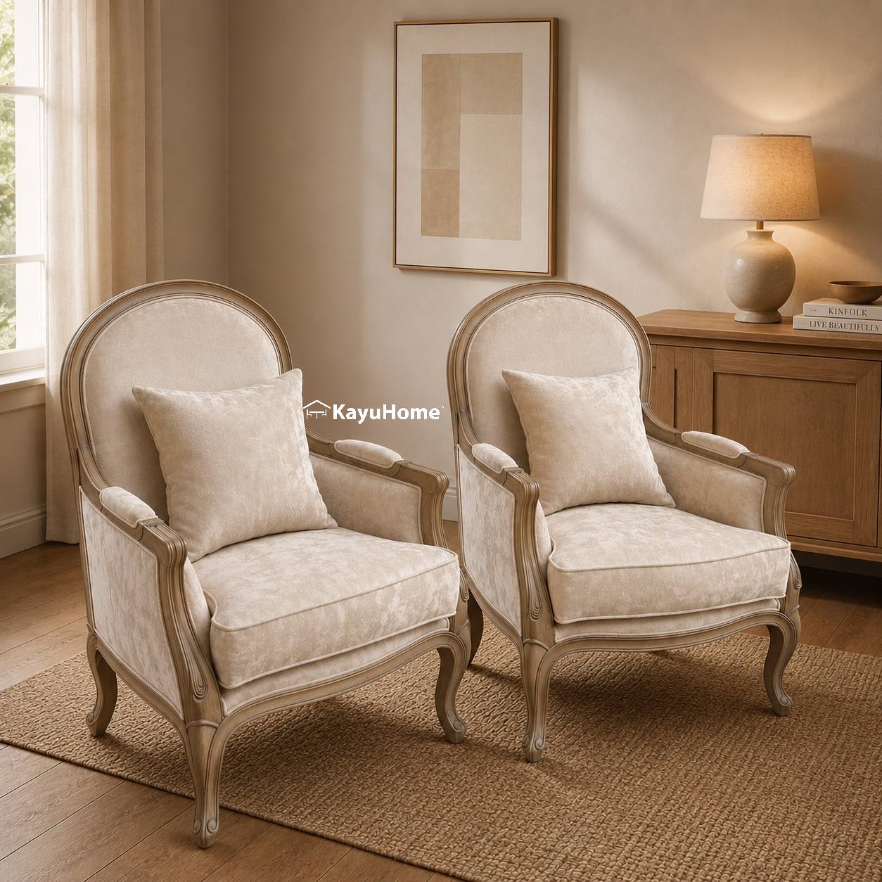 Louis Wing Chair Solid Mahogany — official KayuHome catalogue image